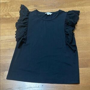 Molly Bracken Black Ruffled Sleeveless Cotton Top size S